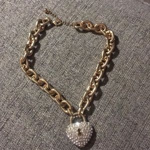 Gold rhinestone covered locket necklace !